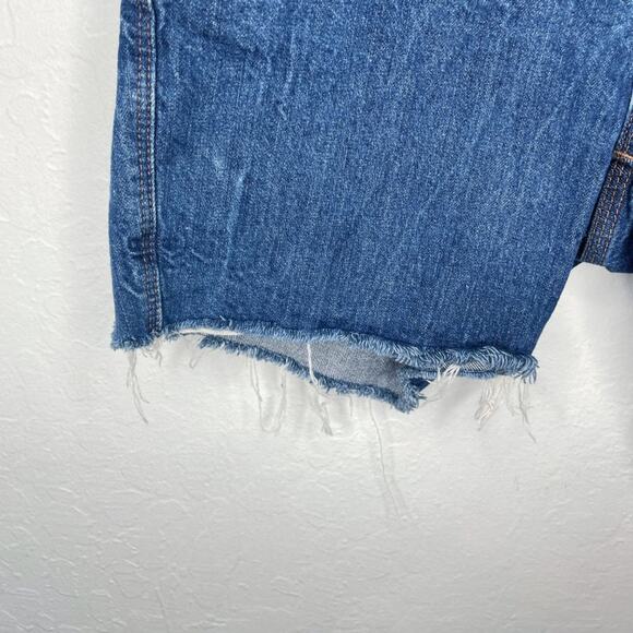 Madewell Mid Rise Medium Wash Denim Cutoff Blue Jean Fray Hem Shorts Size 25 - Picture 3 of 14